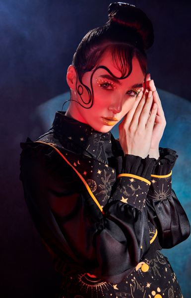 Printed satin Top with Skirt