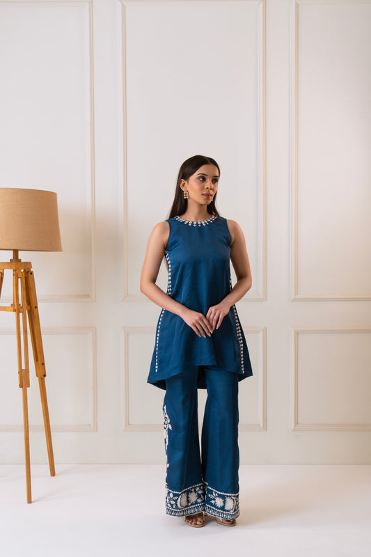 Rangrez - Cobalt Blue Sleeveless Kurta Set
