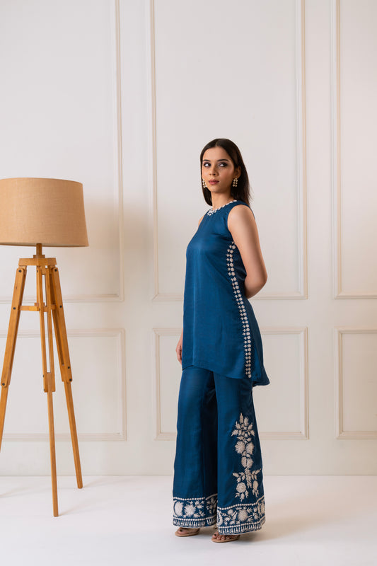 Rangrez - Cobalt Blue Sleeveless Kurta Set