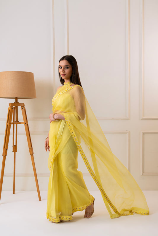 Sunehri - Yellow Organza Saree