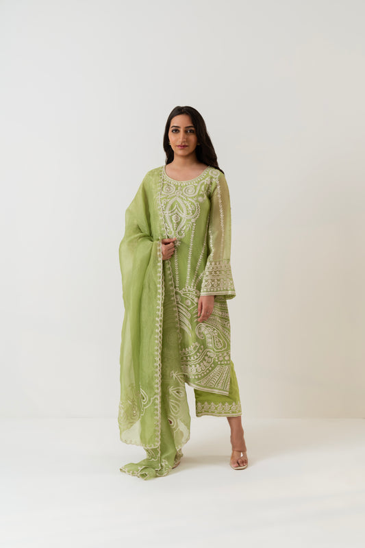 Sitara - Lime Green Embroidered Kurta Set
