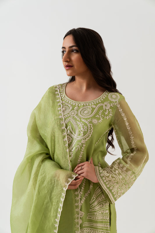 Sitara - Lime Green Embroidered Kurta Set