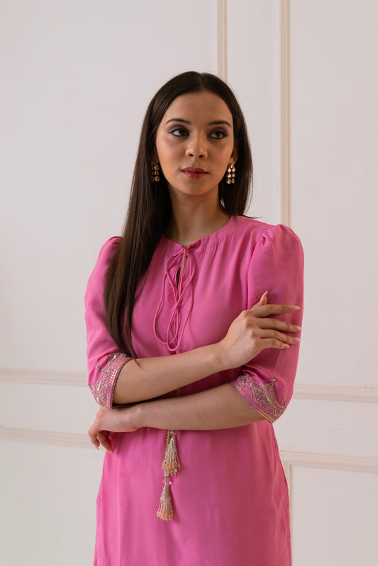Nayaab - Pink Kurta and Churidar Set