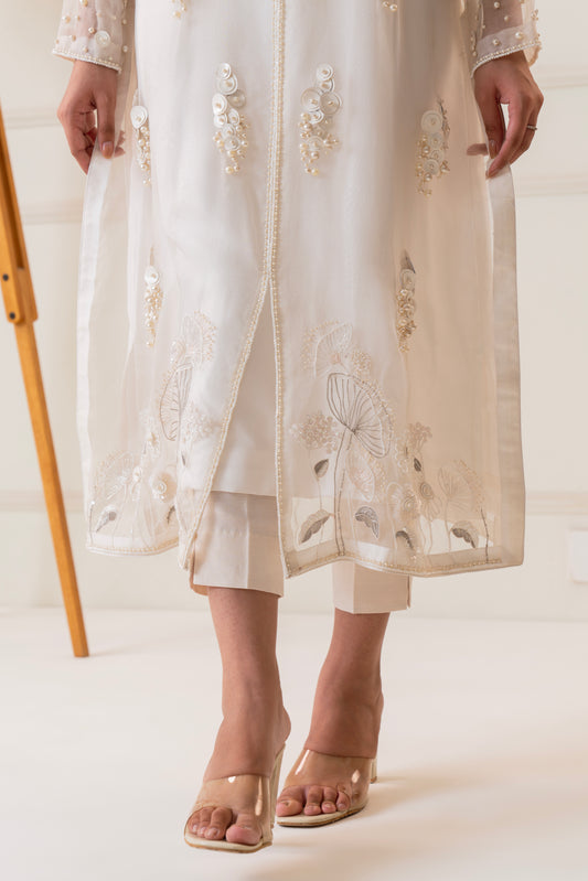 Roshni - Pearl White embellished set