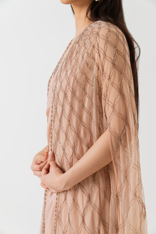 Mitti ki Khushbu - Nude Drape Saree with Net Cape